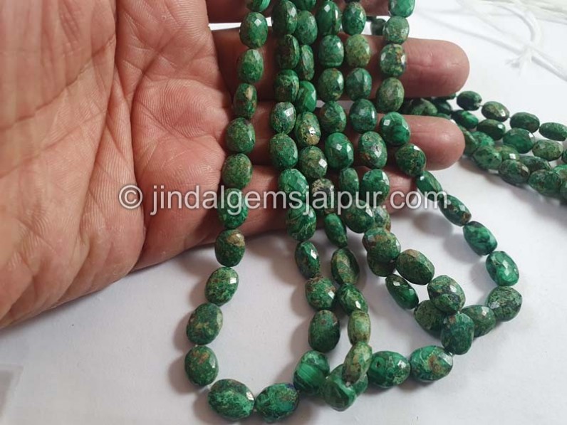 Malachite Faceted Oval Beads