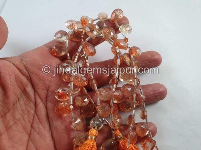 Sunstone Big Faceted Pear Beads