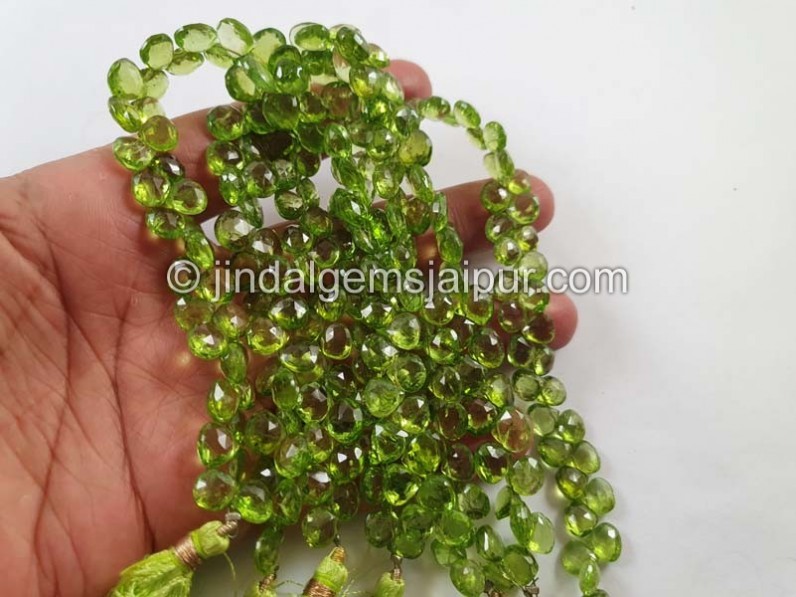 Peridot Far Faceted Heart Shape Beads