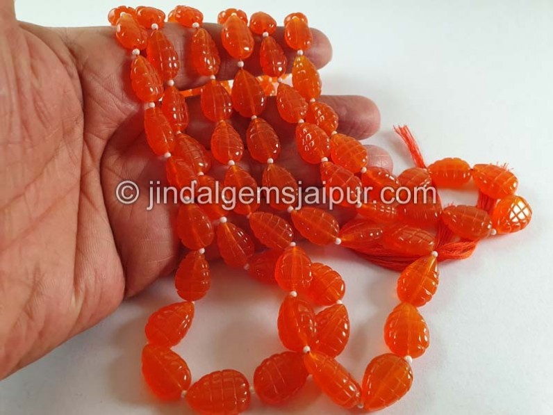 Carnelian Carved Pear Beads