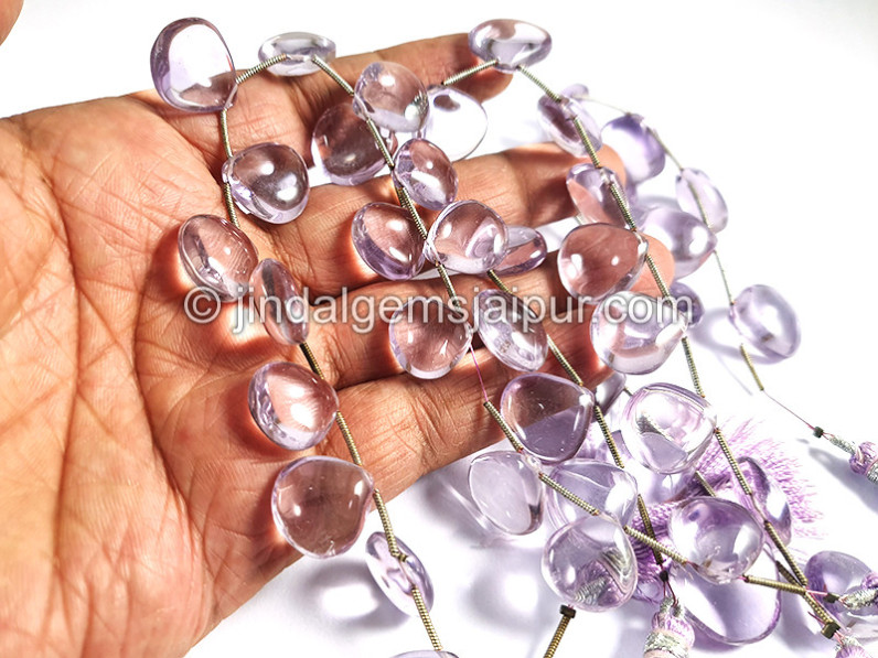 Pink Amethyst Smooth Heart Shape Beads