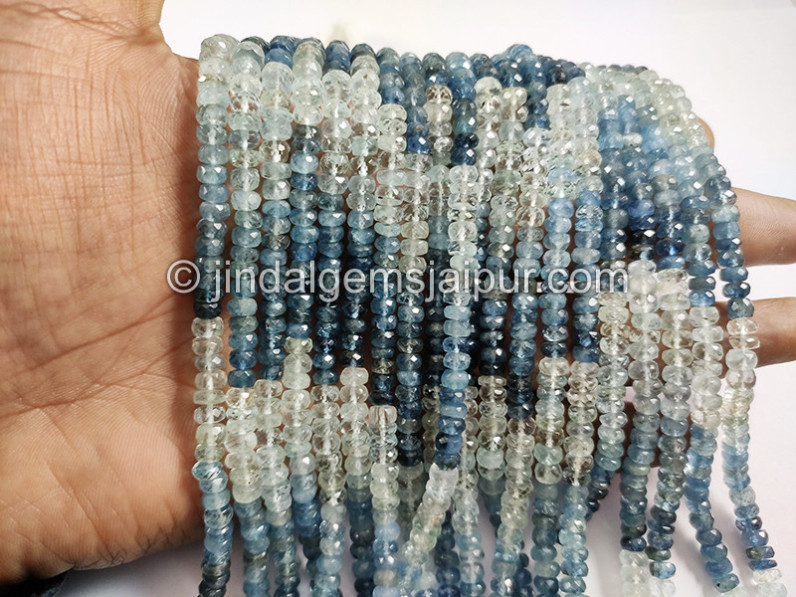 Santa Maria Aquamarine Shaded Faceted Roundelle Shape Beads