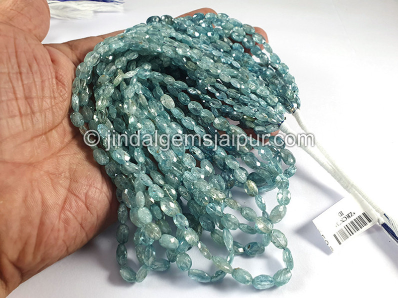 Blue Zircon Faceted Oval Shape Beads