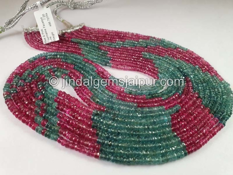 Blue Pink Tourmaline Faceted Roundelle Beads