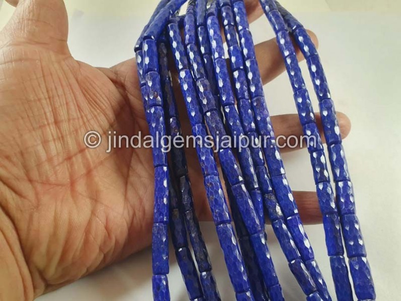 Lapis Concave Cut Pipe Beads