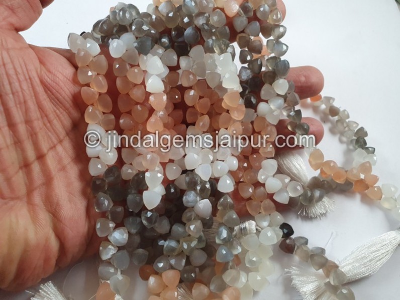 Multi Moonstone Faceted Trillion Beads