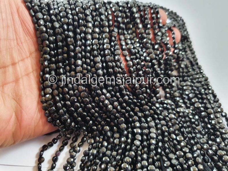 Black Spinel Faceted Coin Beads