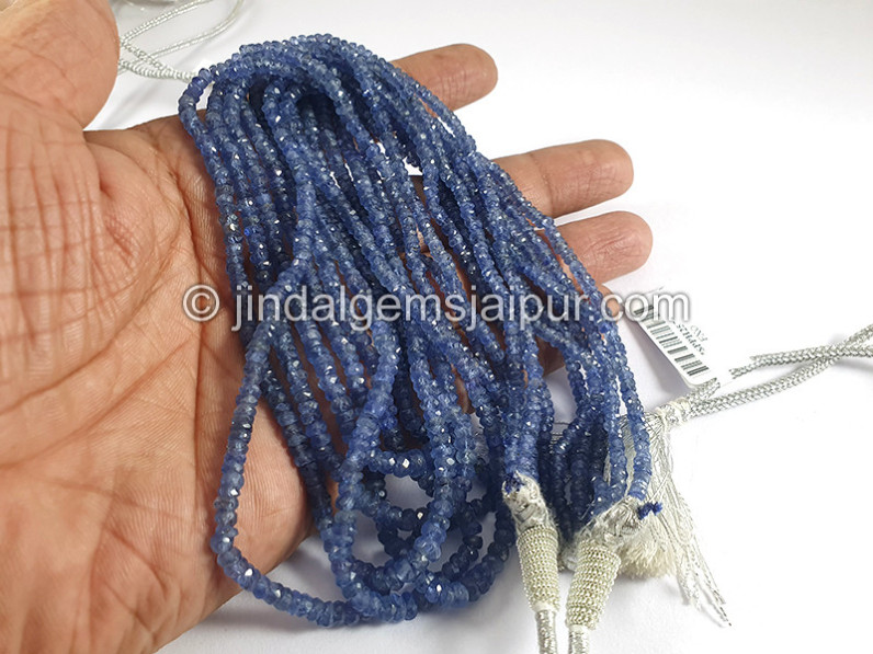 Blue Sapphire Burma Faceted Roundelle Shape Beads