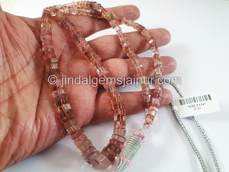 Pink Multi Tourmaline Cut Bolt Shape Beads