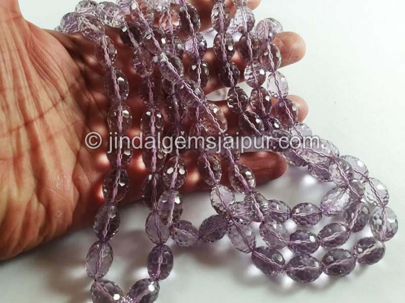 Pink Amethyst Concave Cut Barrel Beads