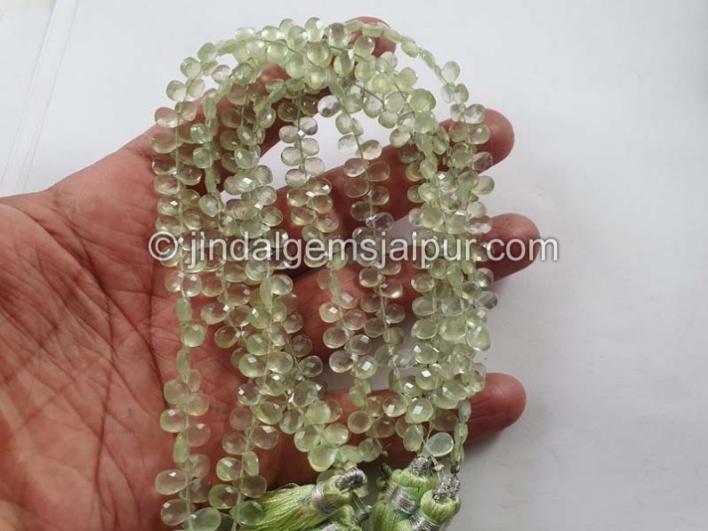 Prehnite Faceted Pear Shape Beads