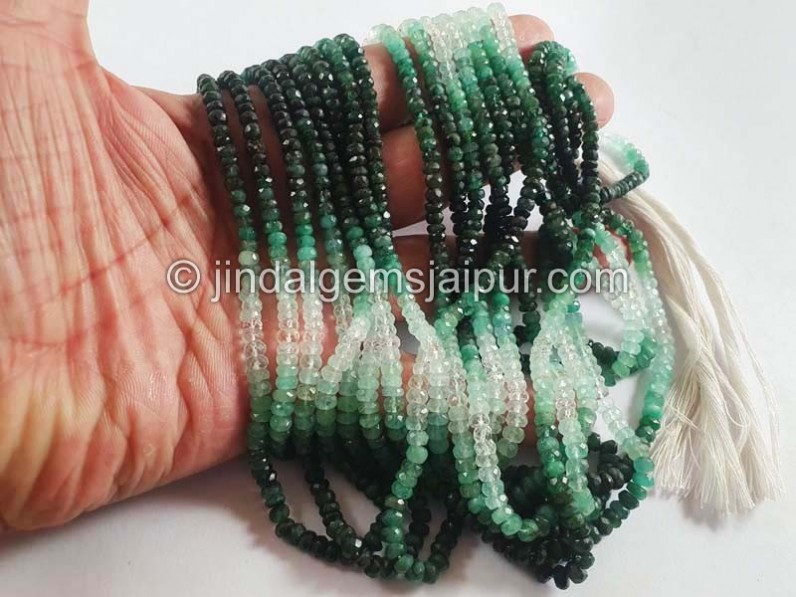 Emerald Shaded Faceted Roundelle Beads