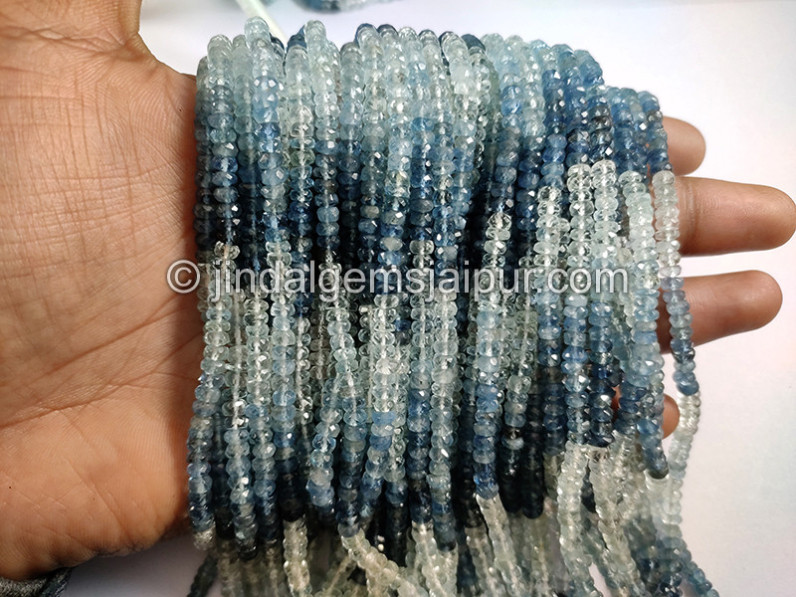 Santa Maria Aquamarine Shaded Faceted Roundelle Shape Beads