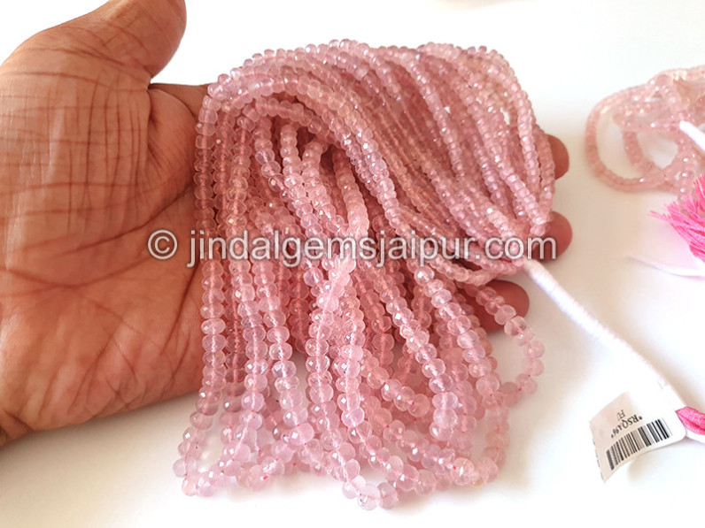 Rose Quartz Faceted Roundelle Shape Beads