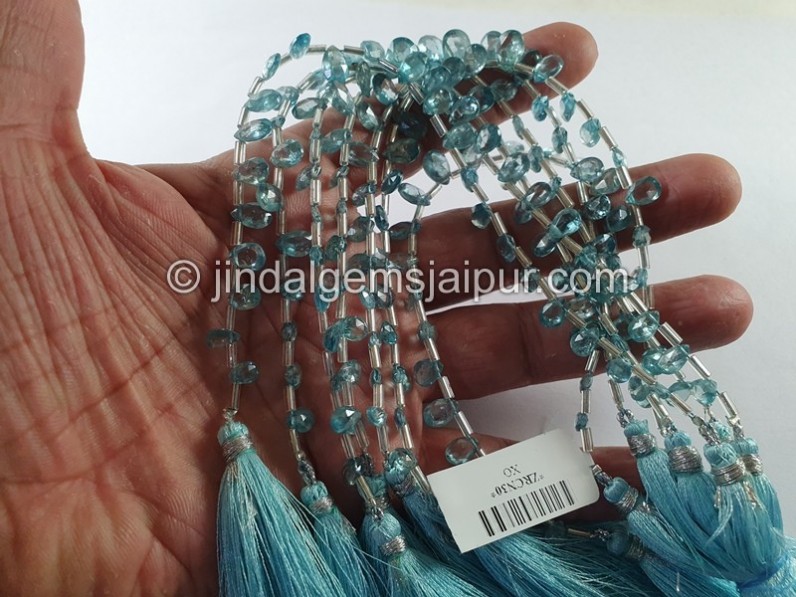 Blue Zircon Faceted Pear Shape Beads