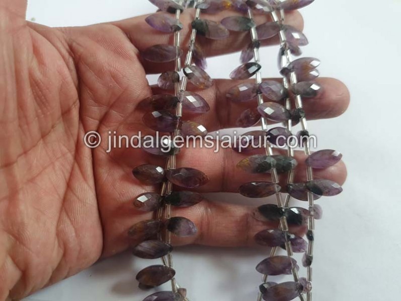 Amethyst Cacoxenite Faceted Markis Beads