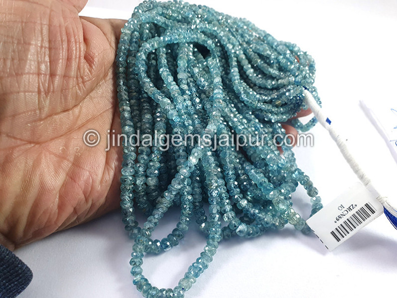 Blue Zircon Faceted Roundelle Shape Beads