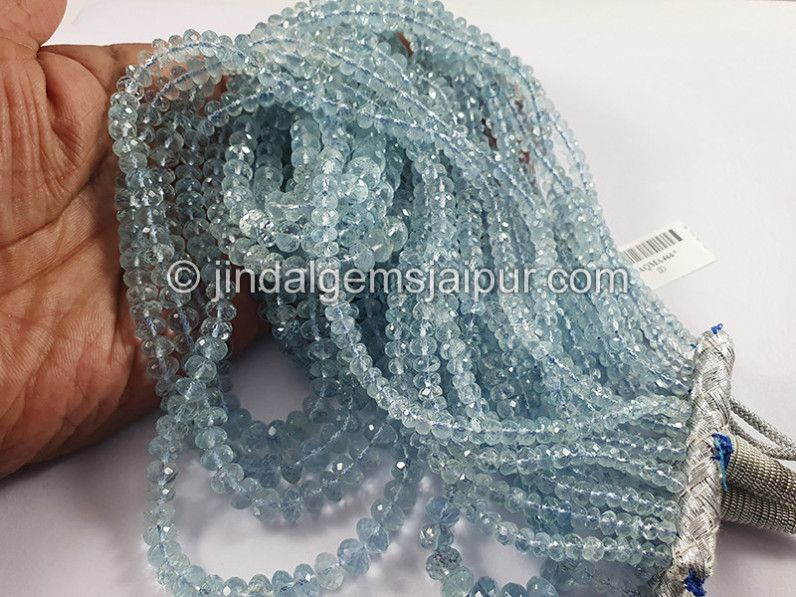 Aquamarine Faceted Roundelle Shape Beads