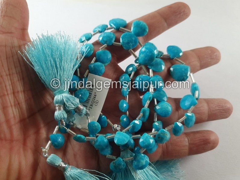Turquoise Arizona Faceted Heart Shape Beads