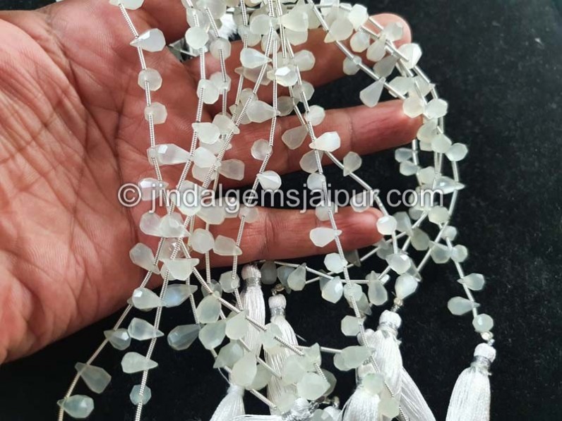 White Moonstone Fancy Cut Drops Beads