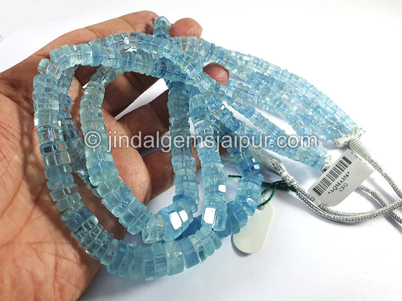 Aquamarine Step Cut Bolt Shape Beads