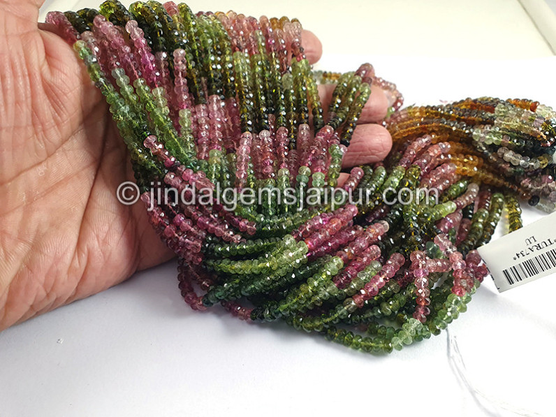 Tourmaline Faceted Roundelle Shape Beads