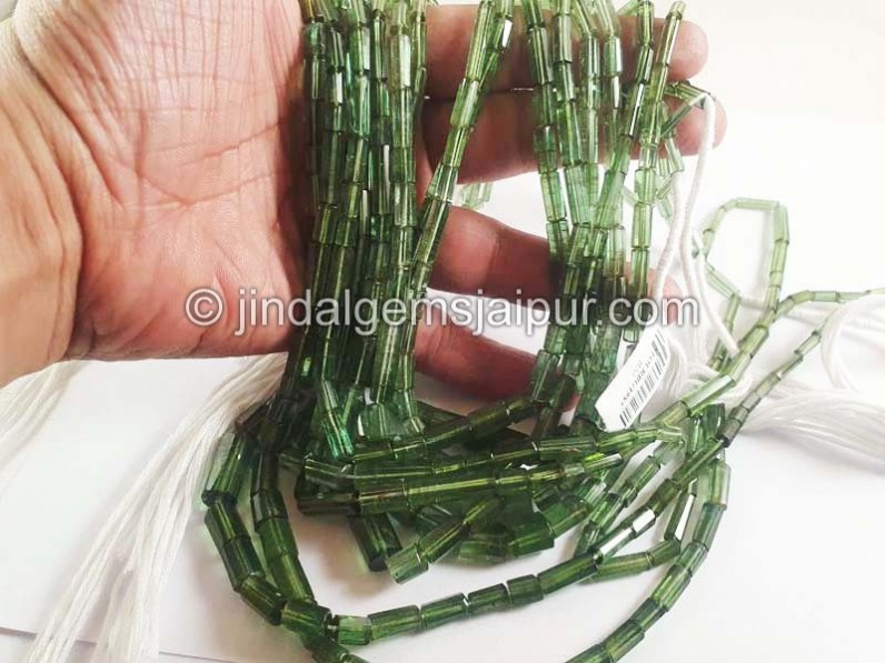 Green Tourmaline Step Cut Pipe Shape Beads