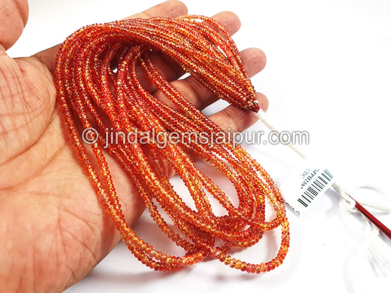 Orange Sapphire Smooth Roundelle Shape Beads