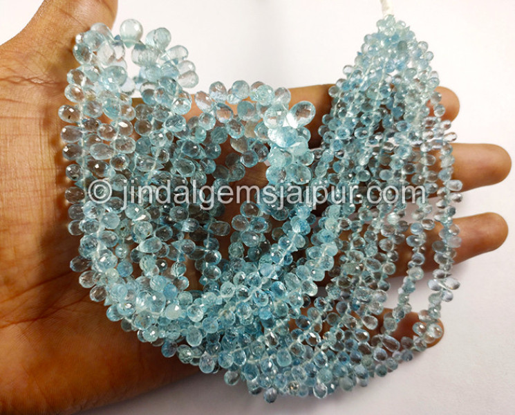 Santa Maria Aquamarine Faceted Drops Shape Beads