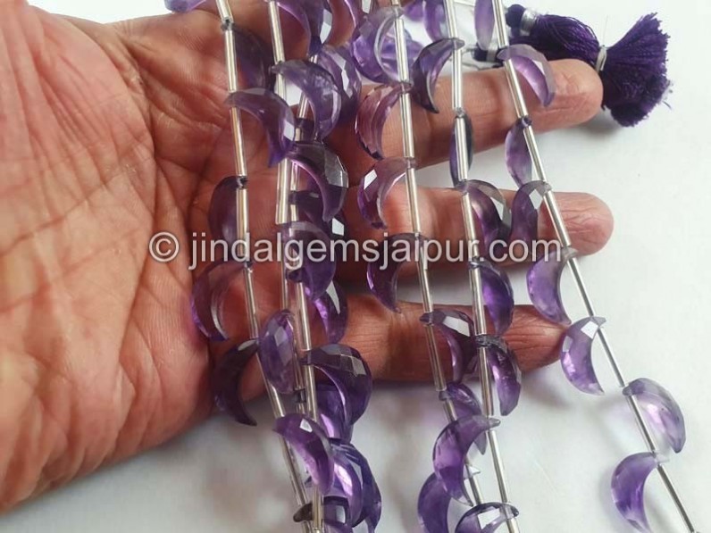 Amethyst Faceted Moon Shape Beads