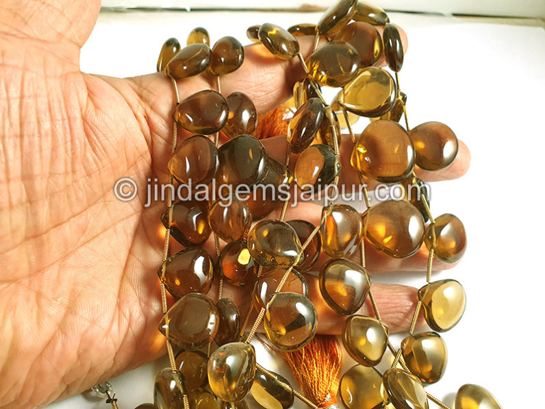 Cognac Quartz Smooth Heart Shape Beads