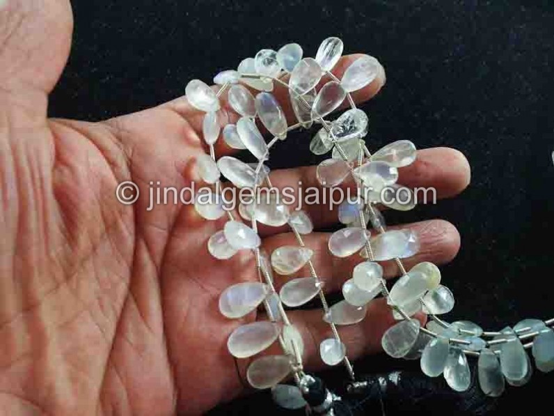 Rainbow Moonstone Big Size Faceted Pear Beads