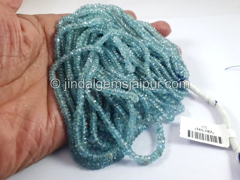 Blue Zircon Faceted Roundelle Shape Beads