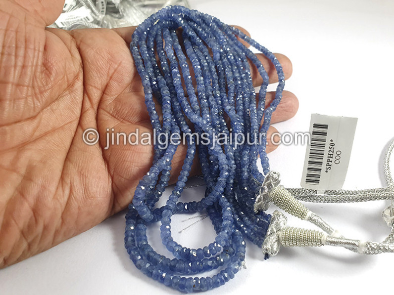 Blue Sapphire Burma Faceted Roundelle Shape Beads