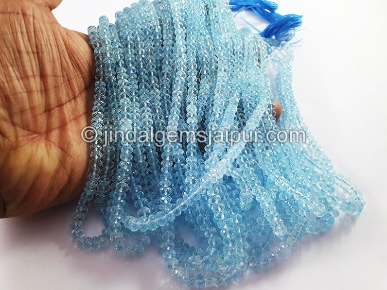 Sky Blue Topaz Faceted Roundelle Shape Beads