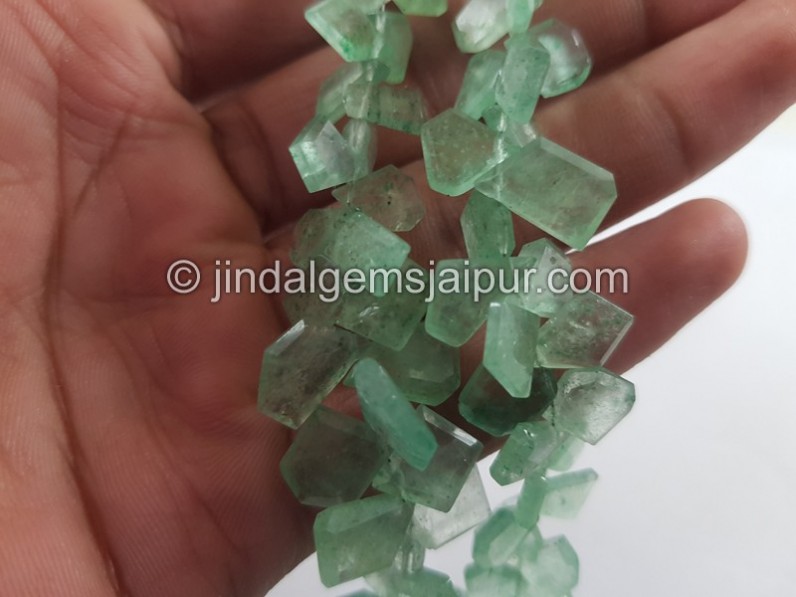 Green Strawberry Quartz Flat Slice Cut Beads