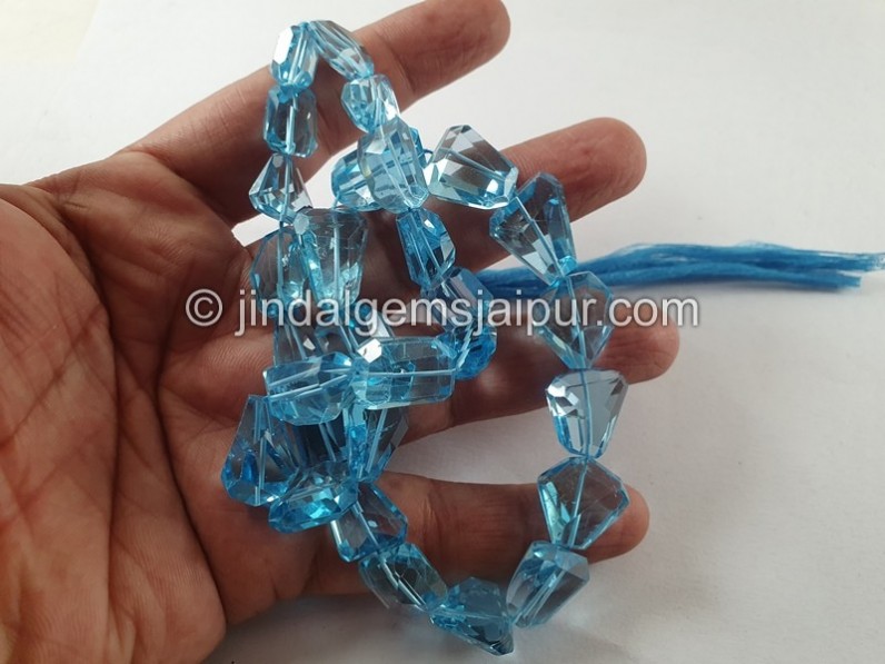 Sky Blue Topaz Faceted Nuggets Beads