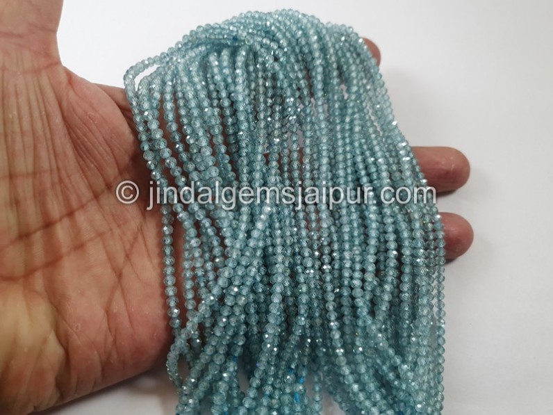 Natural Blue Zircon Micro Cut Round Beads