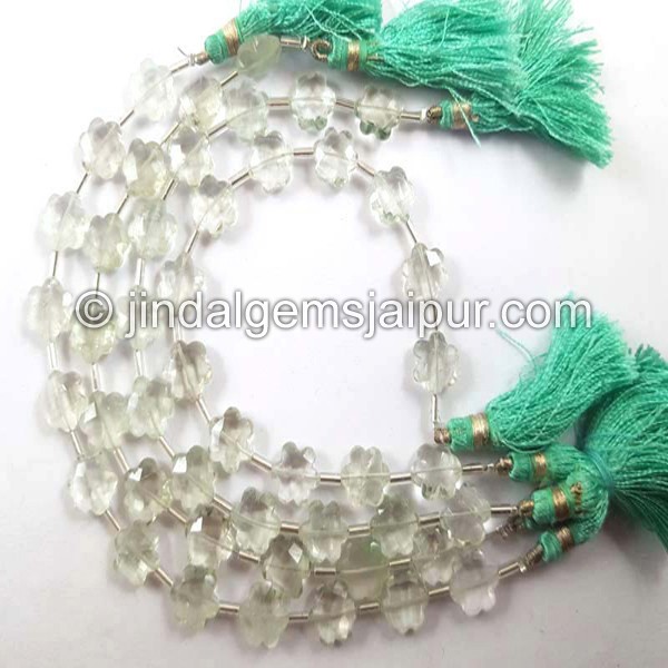 Green Amethyst Faceted Flower Beads