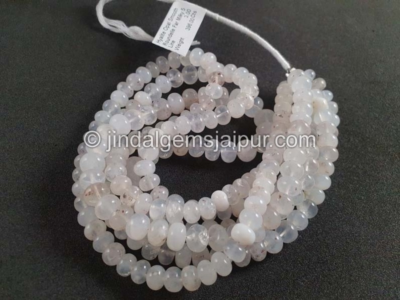 Milky Hyalite Opal Big Smooth Roundelle Shape Beads