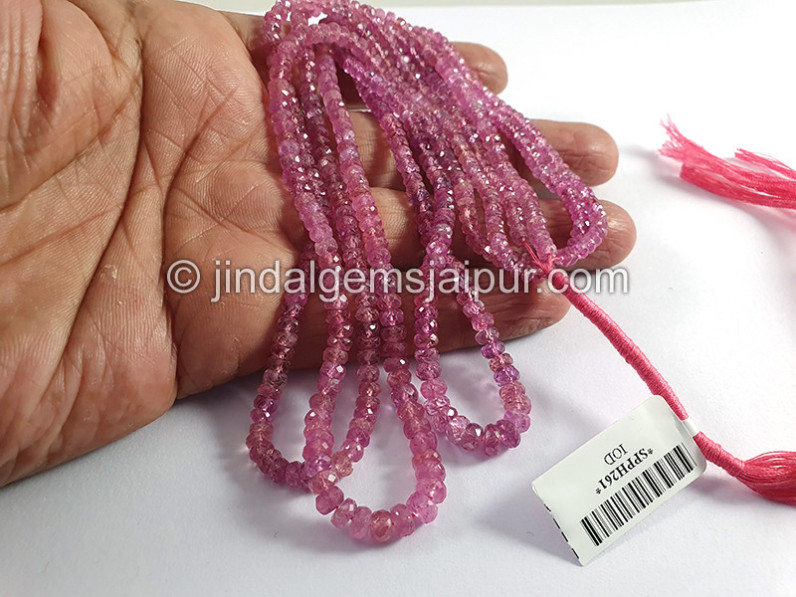 Pink Sapphire Big Faceted Roundelle Shape Beads