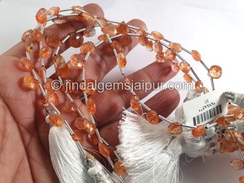 Sunstone Faceted Heart Shape Beads