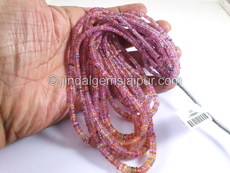 Pink Sapphire Multi Faceted Tyre Shape Beads