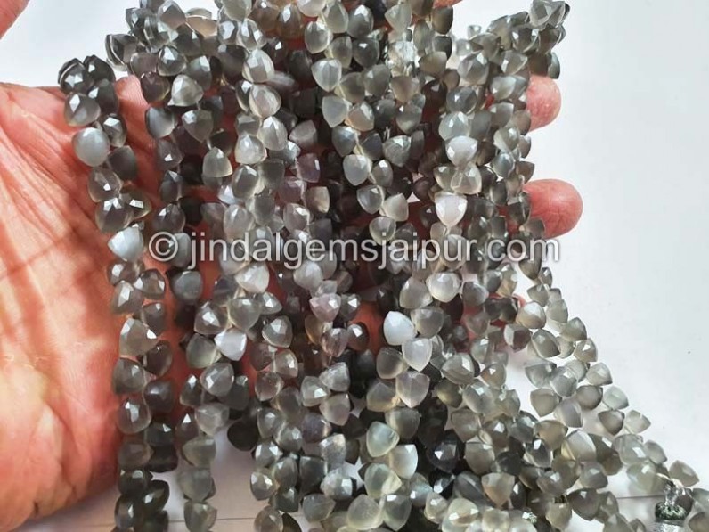 Grey Moonstone Faceted Trillion Beads