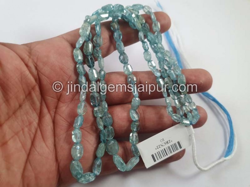 Natural Blue Zircon Shaded Faceted Nugget Beads