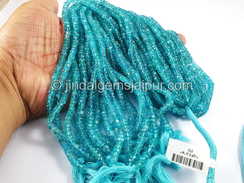 Apatite Faceted Roundelle Shape Beads