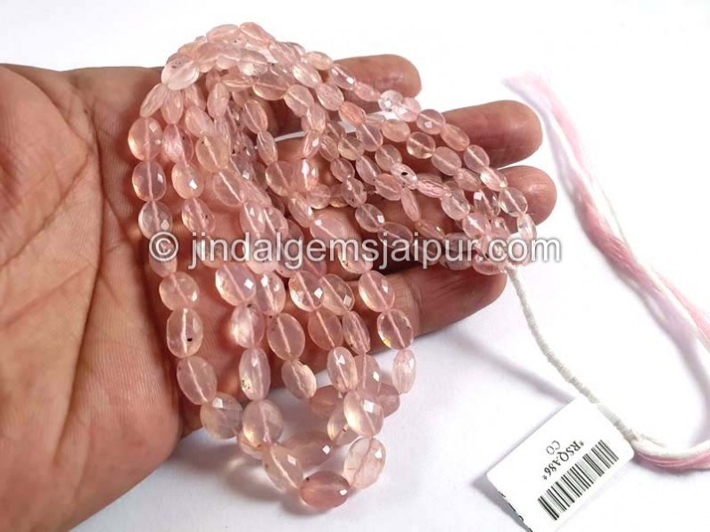 Dotted Rose Quartz Faceted Oval Beads