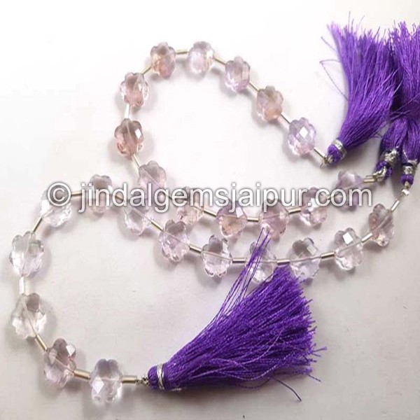 Pink Amethyst Faceted Flower Shape Beads