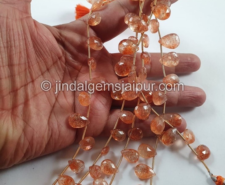 Sunstone Faceted Pear Beads