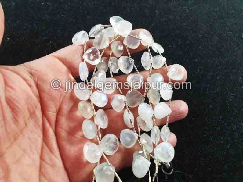 Rainbow Moonstone Big Size Faceted Heart Beads
